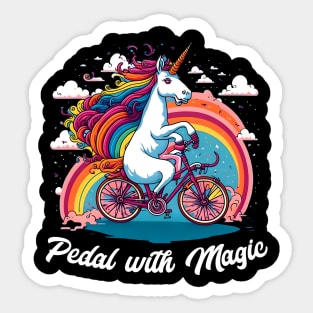 Padel with magic |  A unicorn riding a bicycle with a rainbow trail behind it Sticker